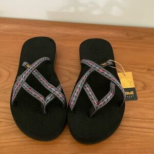 Teva Black Sandals with Colorful Braided Straps (women’s size 9)